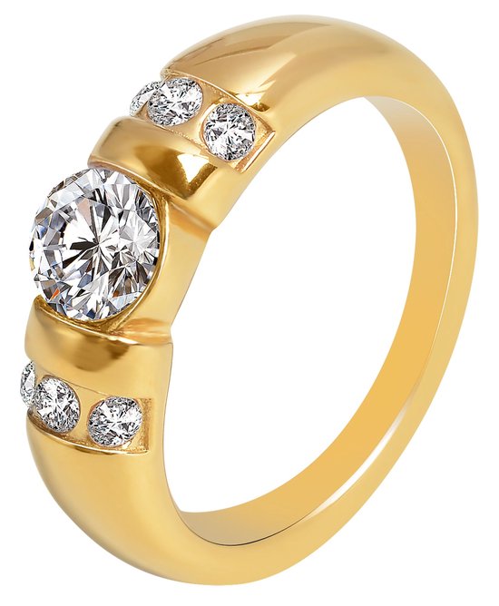 Bague Akzent pour femme en acier inoxydable zircone trim doré taille 58
