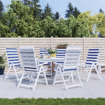 Prolenta Premium –  Coussins de chaise à dossier haut lot de 6 rayures bleu/blanc