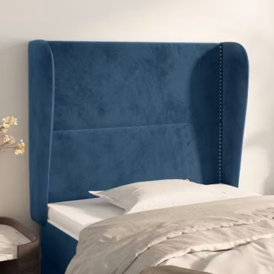vidaXL Tête de lit avec oreilles Bleu foncé 93x23x118-128 cm Velours3117856