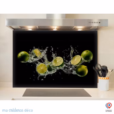 Crédence cuisine fond de hotte Bain de citrons verts – Verre trempé – L 90 cm x H 60 cm – MaCrédenceDéco