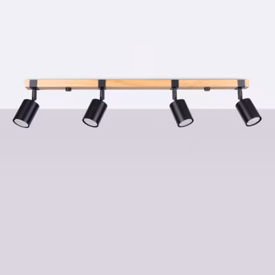 Plafonnier en acier/bois naturel 4 ampoules 4000K – 88x6x17.2cm Sollux
