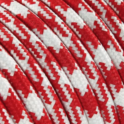 Fil Électrique Tissu Vintage  Rouge et Blanc 2x075mm² – Câble Électrique Textile de Qualité