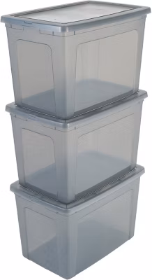 Boite de Rangement Multi-Usages, 70L, Lot de 3, Gris, MCB-70, Iris Ohyama