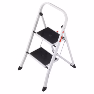 Marchepied pliable K20 acier 2 marches blanc Hailo