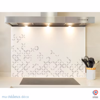 Crédence cuisine fond de hotte Rosaces – Verre trempé – L 70 cm x H 60 cm – MaCrédenceDéco