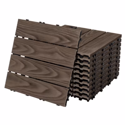 Dalles de terrasse ECD Germany WPC 30x30cm 22 pièce 2m² marron foncé système clipsable et drainage