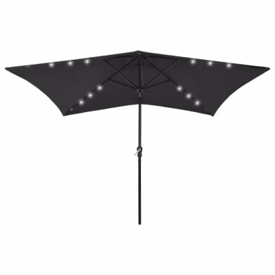 vidaXL Parasol de Jardin avec LED et Mât en Acier, Pare-soleil de Patio, Abri de Soleil, Parasol de Plage Terrasse 313792
