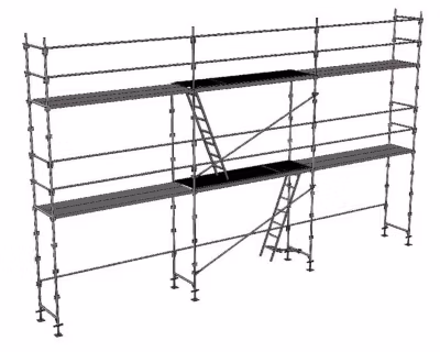 Echafaudage fixe de façade 60m² – Structure + Planchers + Lisses – DUO60-SP