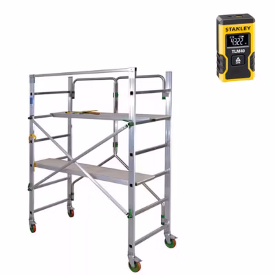 Echafaudage domestique: Hauteur de travail max 2.87m + Télémètre laser STANLEY – PIEGO-LASER