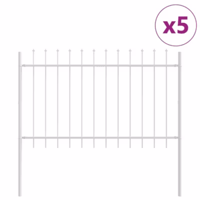 Clôture de jardin 5 pcs Blanc 8,5 x 1 m Acier revêtu de poudre vidaXL