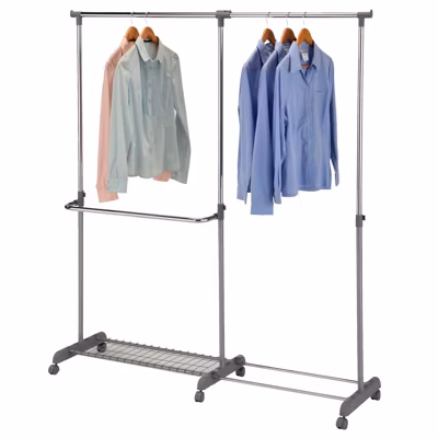 Portant à vêtements MERAN, en métal chromé et gris