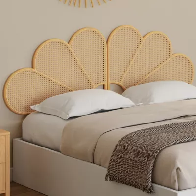 Tête de lit suspendue IVY 160 cm effet rotin et cannage en forme de fleur