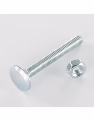 Boulon (vendu avec Ecrou) TRCC JAPY tête ronde collet carré M6X25 Filetage total Acier zingué – 1 pièce