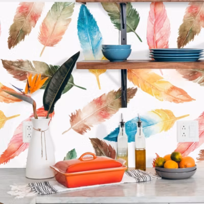 Crédence Adhésive Plumes 100 x 40 cm