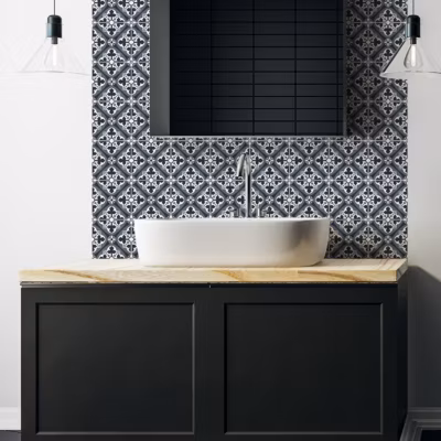 Sticker Mural Carrelage adhésif Cuisine Salle de Bain – 24 STICKERS CARREAUX DE CIMENT AZULEJOS ROCIO – 24stickers15x15cm