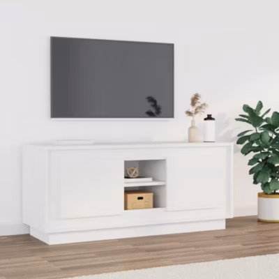 Meuble TV-Banc TV-Meuble Télé blanc 102x35x45 cm bois d&rsquo;ingénierie vidaXL 237219
