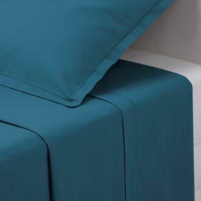 Drap en coton – bleu canard – 180×290 cm – Atmosphera