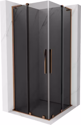 Mexen Velar L Duo paroi de douche coulissante 80 x 80 cm, graphite, or rose – 871-080-080-02-43-60
