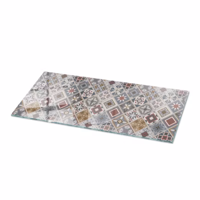 Dessus de table en verre trempé Wallfluent 125×50 cm Motif mosaïque avec ornements