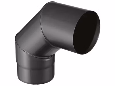 Coude pour évacuation des fumées – 90 degrès d&rsquo;angle – émail 0.7MM – noir mat – D.150MM