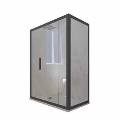 Cabine parois de douche angulaire coulissante 70×140 cm H 200 en PVC Anthracite Verre Transparent mod. Deco Duo