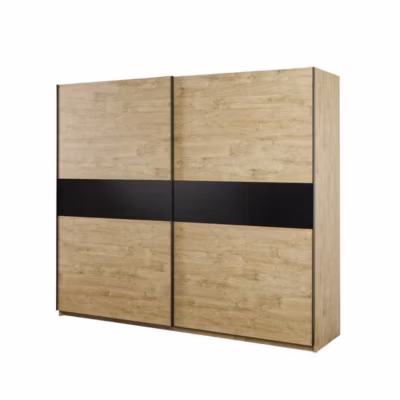 Armoire MORGANE 2 portes coulissantes  Chene doré  250 cm  Style scandinave robuste