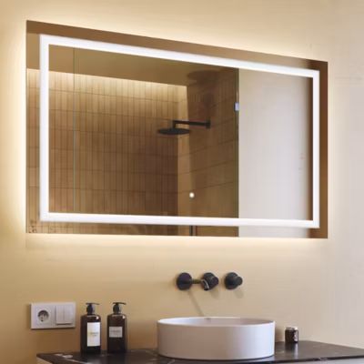 Miroir avec LED Illumination Salle de Bain (120x70cm) LED Lumineux Miroir avec Éclairage (LED015) 6500K Interrupteur Tactile