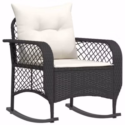 Chaise à bascule de jardin avec coussins noir résine tressée vidaXL