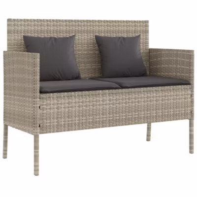 Banc de jardin avec coussins gris clair résine tressée vidaXL