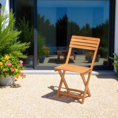 Chaise de jardin pliante en bois, avec poignée SORA