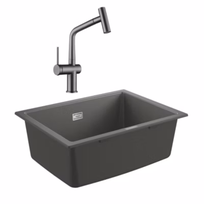 Grohe K700U evier composite + Ceramia Timeless mitigeur (G31655TML1BGM-SET)