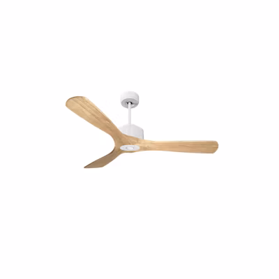 Modulo Regular Ring – Super destratificateur et ventilateur DC 132 cm Blanc pales bois clair sans Lumière  25 à 40 m²