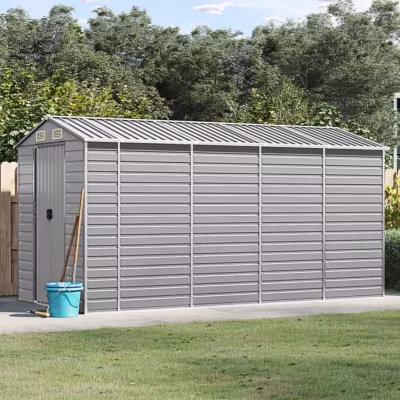 vidaXL Abri de jardin gris clair 191x385x198 cm acier galvanisé 3188245