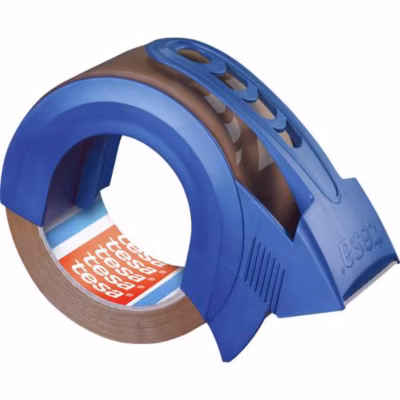 Distributeur de ruban adhésif tesa 57421 bleu royal et marron, compact pour bureau et maison