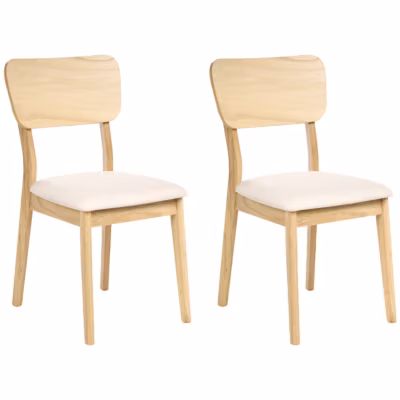 Lot de 2 chaises de salle à manger MINIER Bois Marron clair/beige