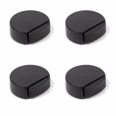 4 Un. Butée de porte adhésive en bois laqué noir 45x42MM