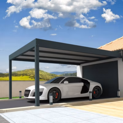 Carport isotoit MODERN Gris anthracite 5,02×5,00m (Kit LED 3 cotés)