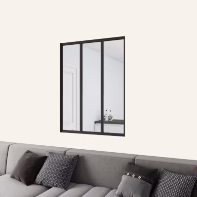 Verrière atelier en aluminium thermolaqué et 4mm verre trempé – L.93 x H.108 cm – Noir – Luminosité Maximale