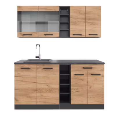 Vicco Cuisine Chêne doré/anthracite 160cm sans PT