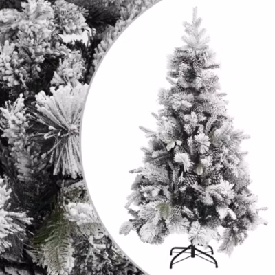 Sapin de Noël à flocons de neige et pommes de pin 195 cm PVC/PE vidaXL