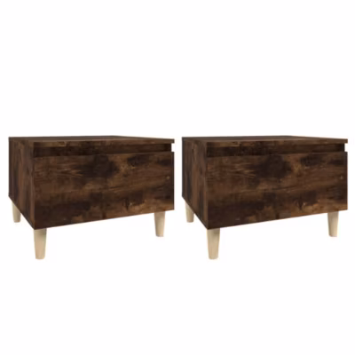 819511 vidaXL Tables d&rsquo;appoint 2 pcs Chêne fumé 50x46x35 cm Bois ingénierie