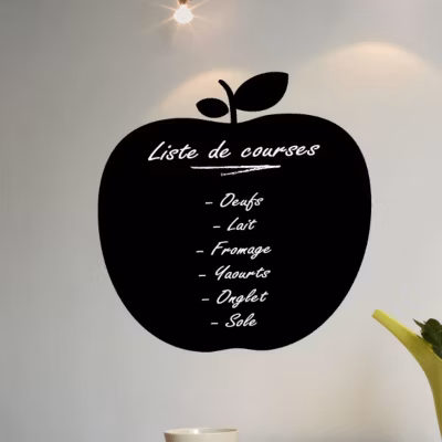 Sticker ardoise tableau noir – stickers muraux adhésif effaçable – POMME – 45x45cm