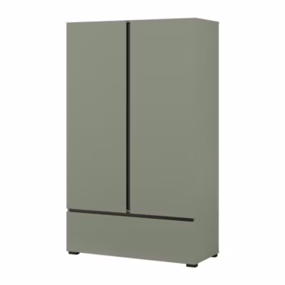 Armoire de rangement HAVANA  2 portes 1 tiroir  Coloris vert sauge et noir  Design moderne et compact