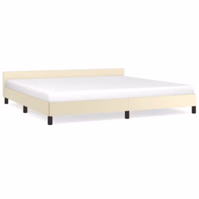 Lit double, Lit adulte, Cadre de lit avec tête de lit sans matelas crème 200×200 cm