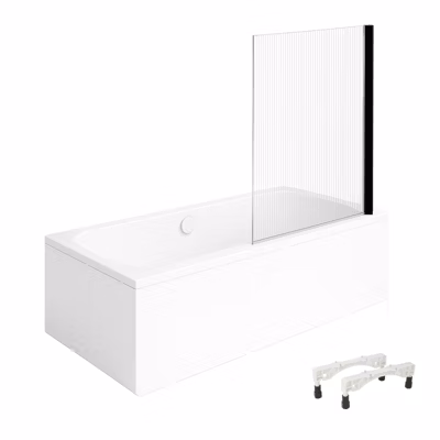 Baignoire droite VILLEROY & BOCH Architectura avec pieds 170 x 75 cm Blanc + Pare bain droite AURYS Raywall Noir mat