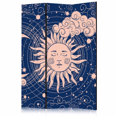 Paravent -Illustration du Soleil et de la LuneMarine