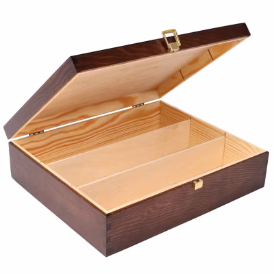 Creative Deco Boîte Caisse à Vin en Bois Marron 35 x 30 x 10 cm – Cadeau Vin Mariage – 3 Bouteilles – Coffret Vin – Boite Cadeau