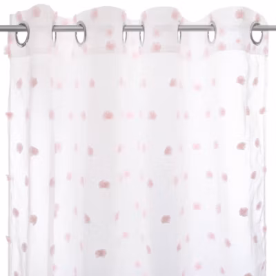 Rideau enfant Pompoms – blanc & rose 140×240 cm – Atmosphera