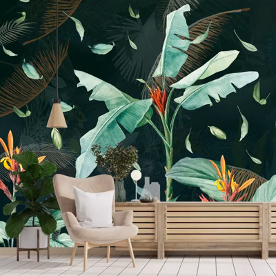 Papier peint panoramique – Tropics Dark – Vert – intissé : 150g/m² – 7 lés : 336x270cm