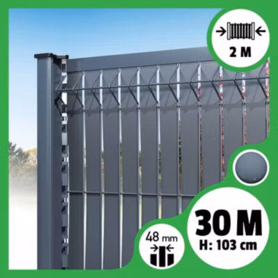 Kit 30m occultation lattes aluminium pour panneau rigide maille 55 – H 1m03 x 2m Gris anthracite